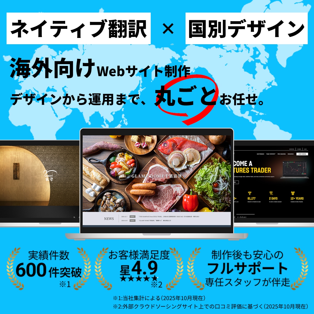 多言語対応で海外向けデザインのサイトを制作します 英語圏・アジア圏進出サポート。ネイティブによる翻訳＆チェック イメージ1