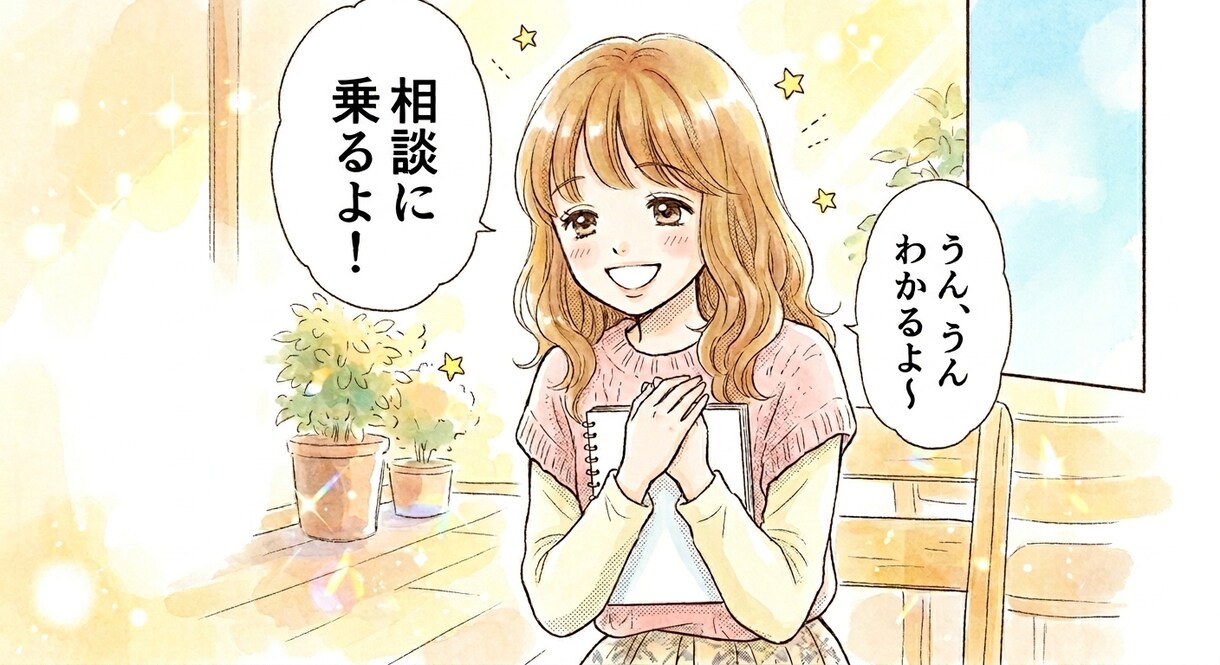 お悩み、雑談等聞きます あなたに寄り添い傾聴します。元気になって欲しいから。 イメージ1