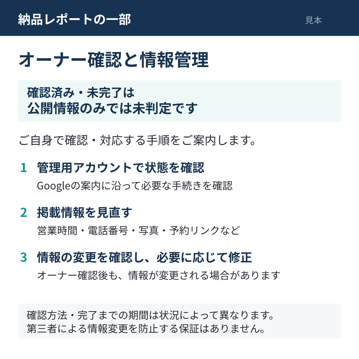 Googleマップの集客改善点を診断します 公開情報の診断と手順案内を優先順位つきで報告 イメージ2