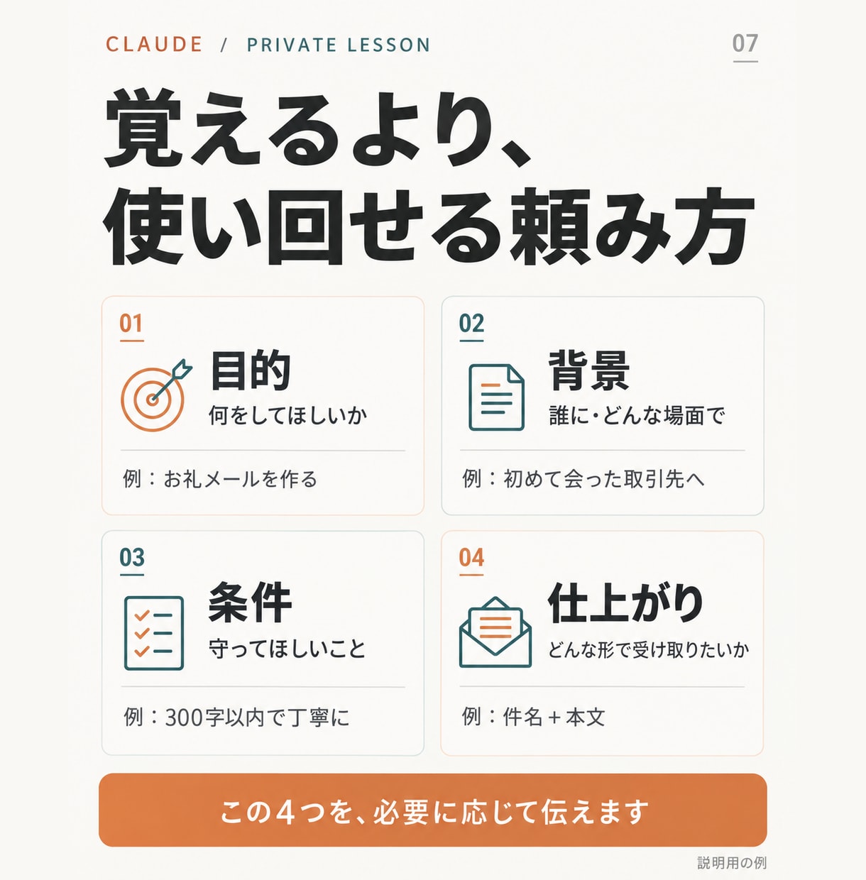 Claudeの仕事活用を60分で個別に教えます Claude Code入門も選べる｜指示文・復習メモ付き イメージ7