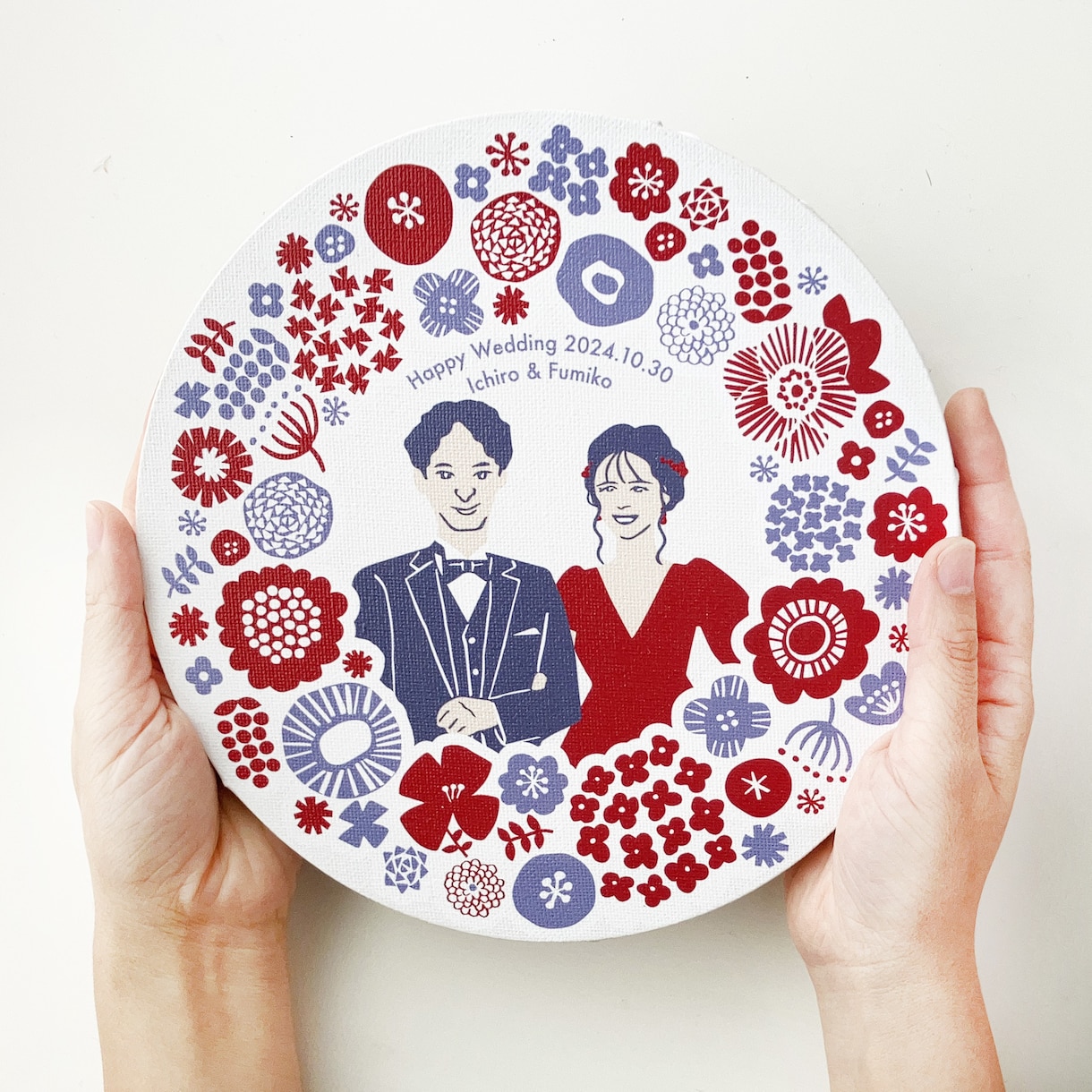 結婚式の後もお家に飾れるウェルカムボード作ります 色も選べる！北欧風リースのようなイラストボード イメージ1