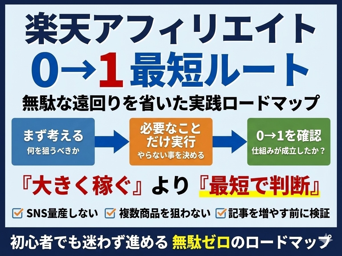 楽天アフィリエイト0→1最短ロードマップ教えます 無駄な遠回りをしない実務設計図 イメージ1