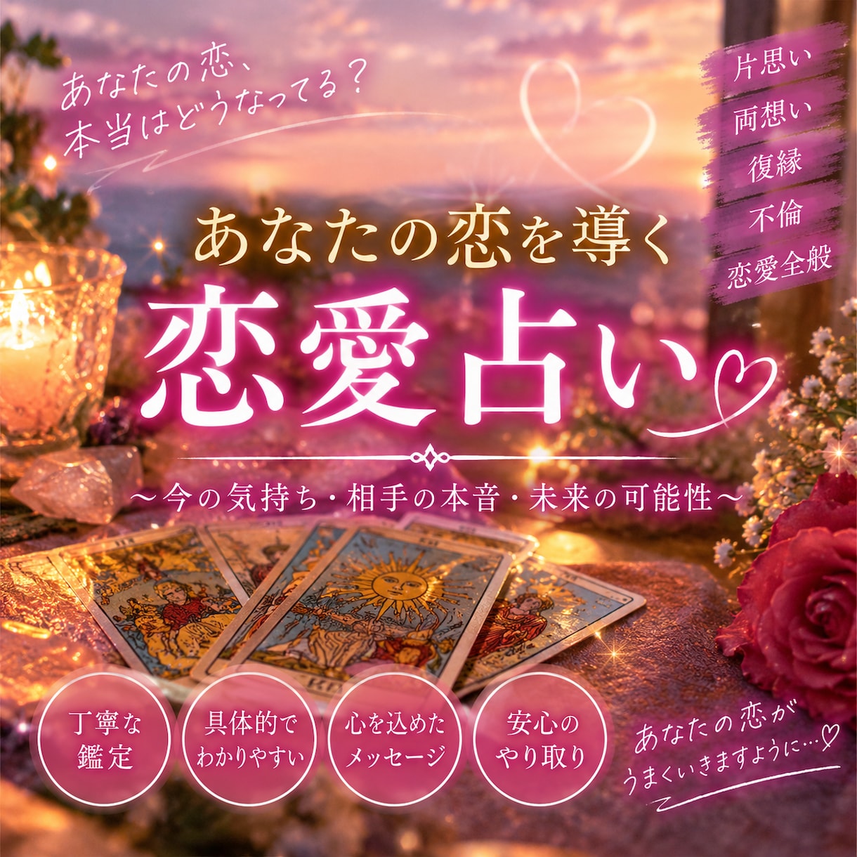 あなたの恋の行方を徹底鑑定します 相手の本音や今後の可能性を丁寧に読み解きます イメージ1
