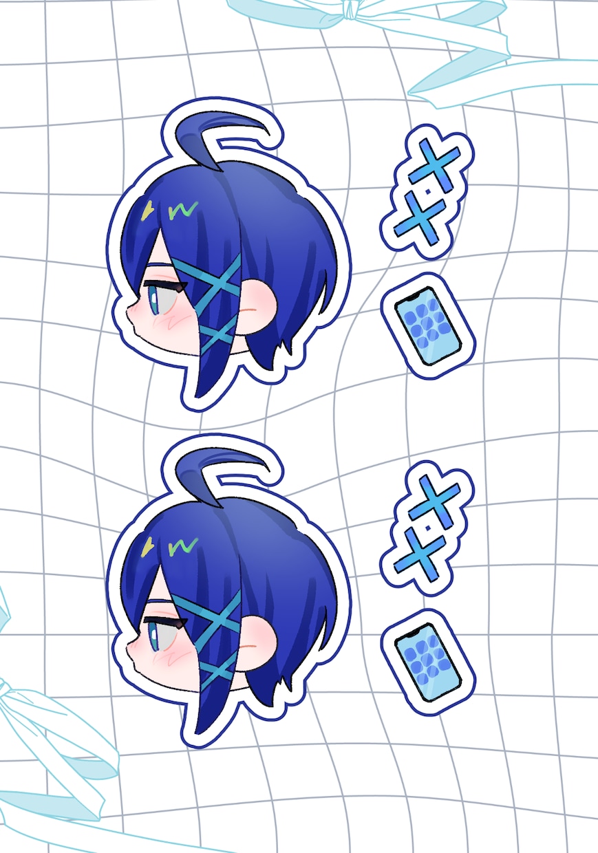 ネップリ対応　フレークシールちゃんを描きます ミニキャラ横顔＋お好きなモチーフ2点描きます。 イメージ7