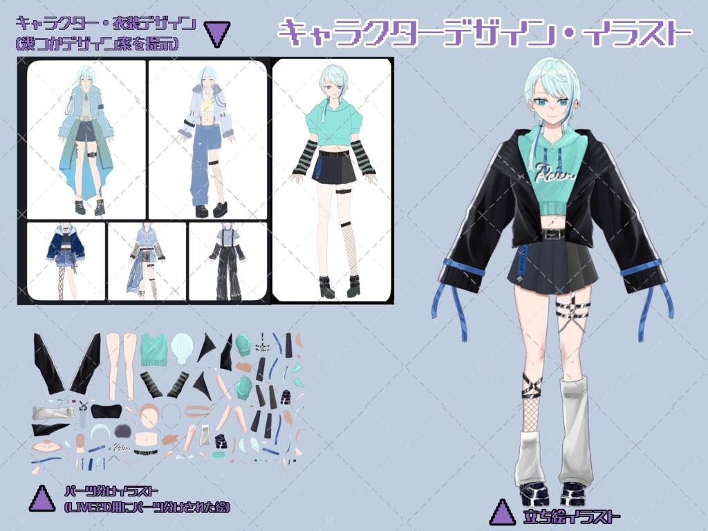 唯一無二のオリジナルVTuber制作致します VTuber一括制作！三面図キービジュアル制作◎ イメージ2