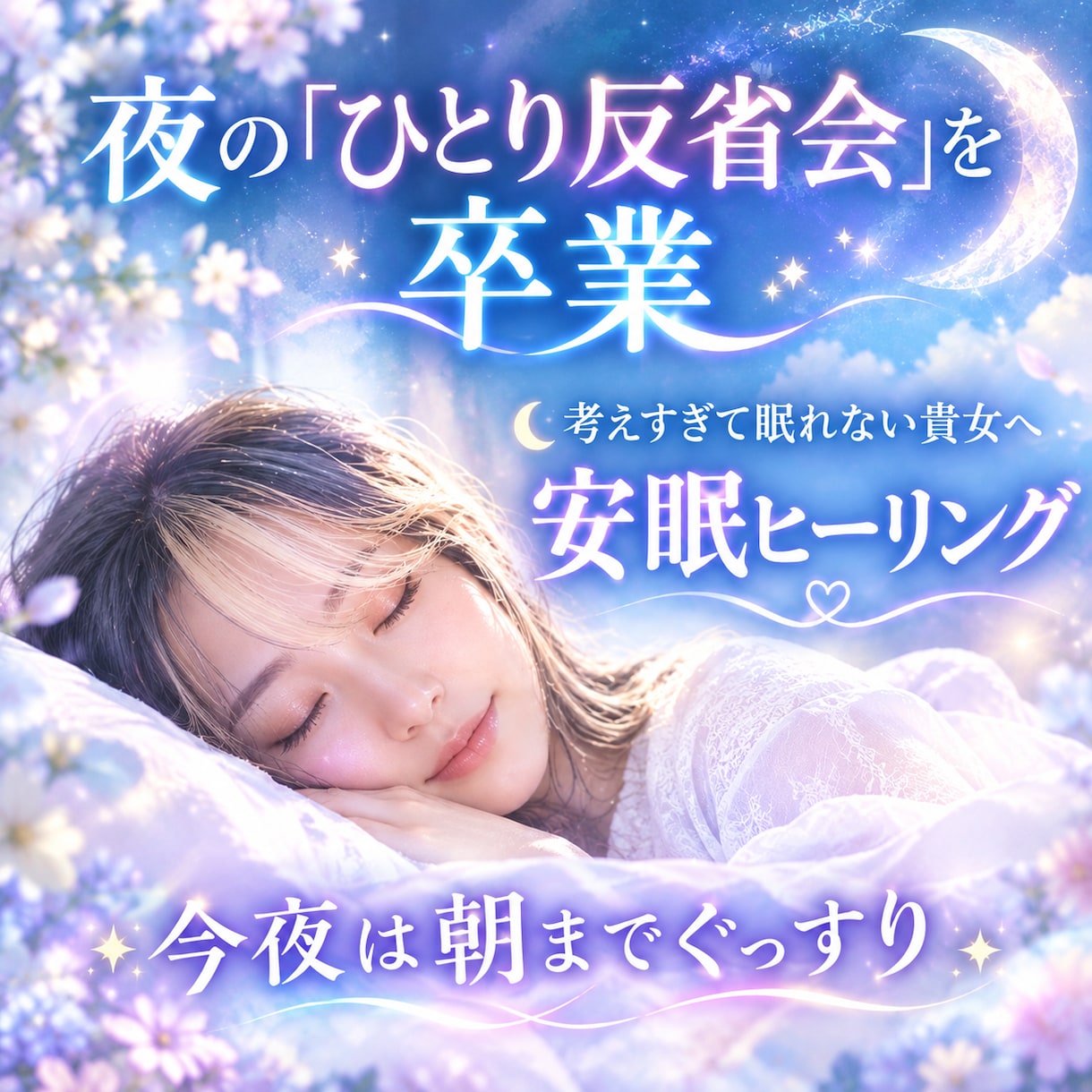 夜の不安や思考をリセット♡深睡眠へ導きます 「不安」や「頭の中のざわざわ」をリセット！心地よい眠りへ－ イメージ1