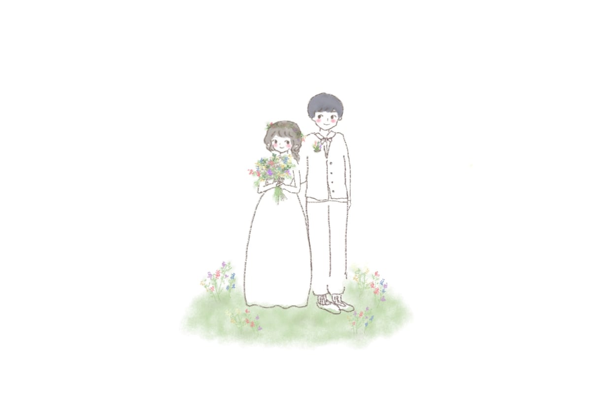wedding用の似顔絵イラスト描きます 柔らかいタッチでお2人の雰囲気や衣装まで忠実に再現します！ イメージ4