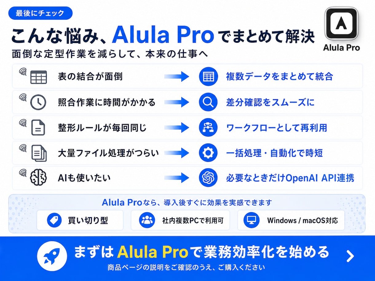 Excel・CSV作業効率化PCアプリを提供します 人を増やす前に、定型作業を減らす。 少人数でも回る事務体制へ イメージ6