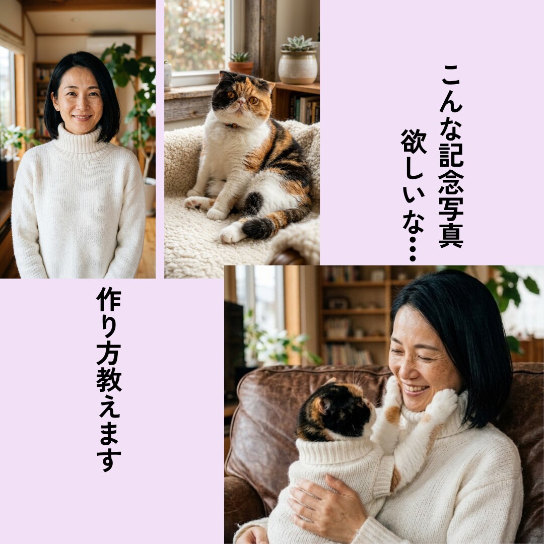 うちの子ペットと理想の記念写真！作り方教えます 写真1枚でOK！世界に1枚のオリジナル画像・動画の作り方！ イメージ1