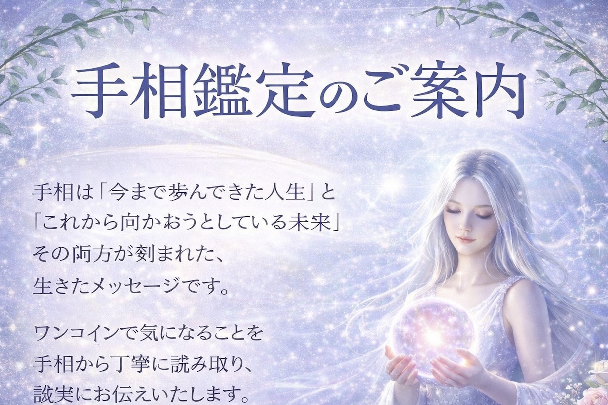 貴方の手のひらには必ず正解があります “当てるための占い”ではなく人生の流れを読み解くための羅針盤 イメージ1