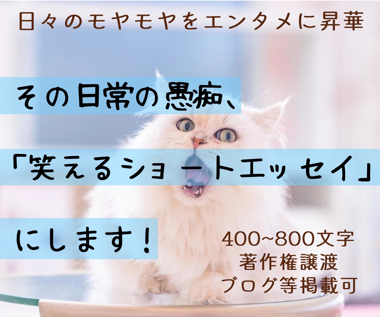 日常の愚痴を、笑えるショートエッセイにします ブログのネタ、SNSへの投稿、またはご自身のスッキリ用に イメージ1