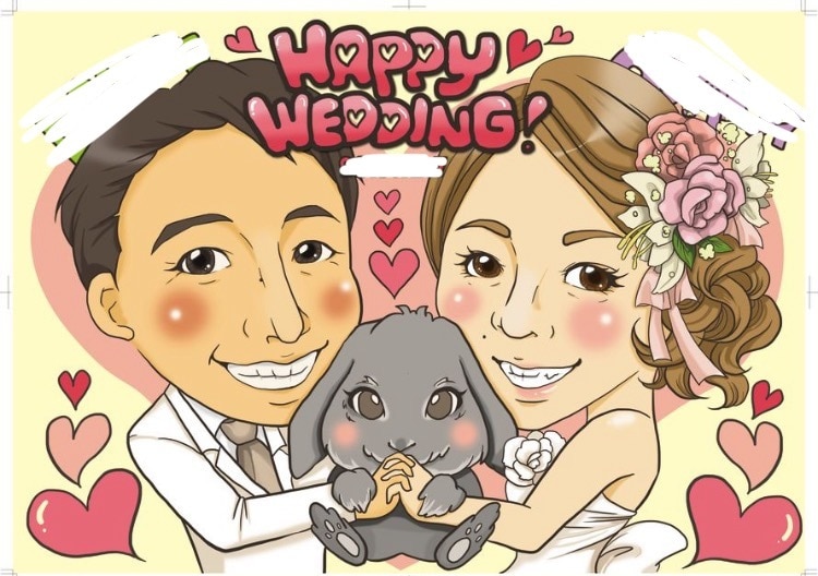結婚式やご自宅用のウェルカムボード作成します 似顔絵や好きなキャラクターで一眼引くイラストを イメージ2
