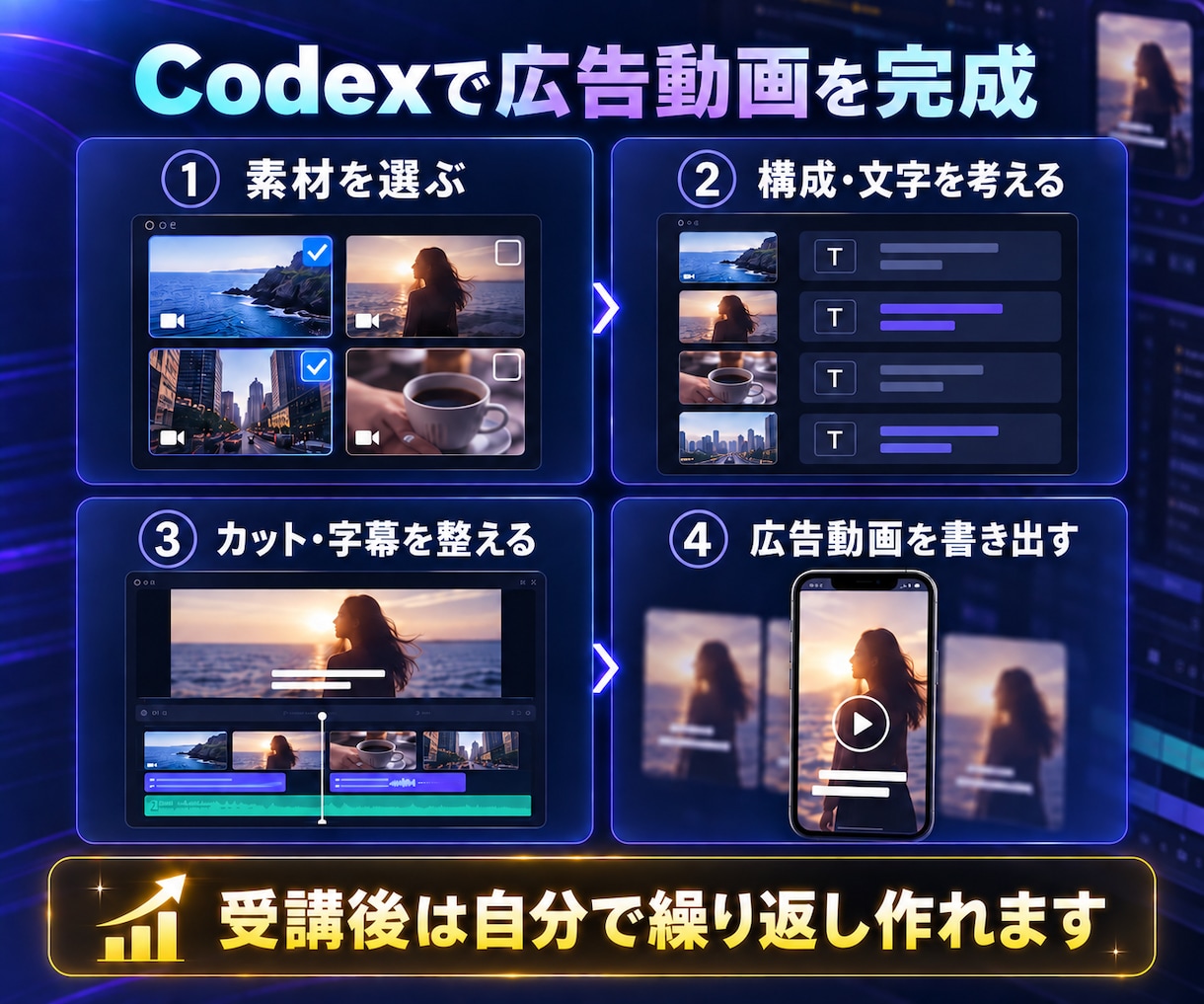 Codexで広告動画の編集方法を教えます 手持ち素材から広告用動画を1本完成 初心者歓迎 イメージ3