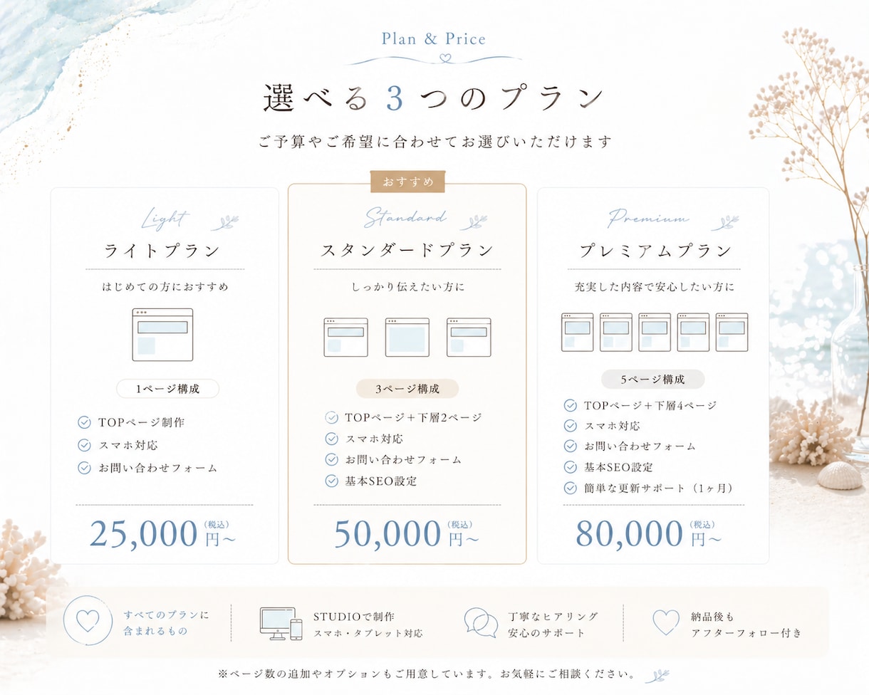 世界観から整える小さなお店のHP制作します カフェ・サロンなどの“想いが伝わらない”をSTUDIOで解決 イメージ5