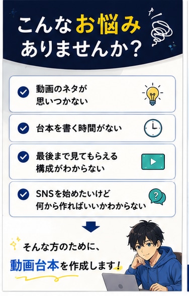 ショート動画の台本を作成します AIを活用して、最後まで見られる台本を作ります イメージ2