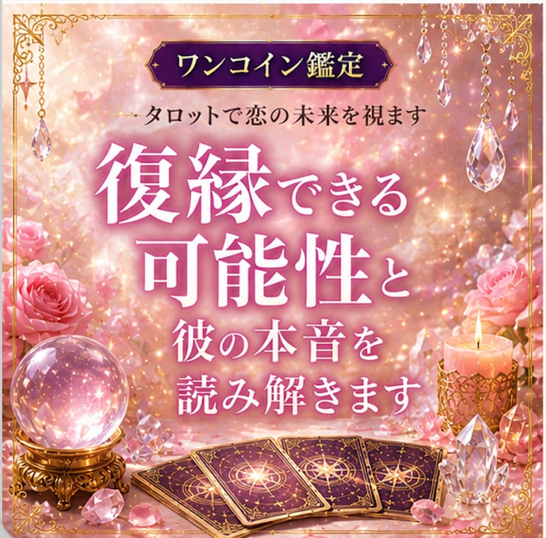 復縁できる可能性と彼の本音を読み解きます 【ワンコイン鑑定】復縁の可能性と今後の恋の流れを視ます イメージ1