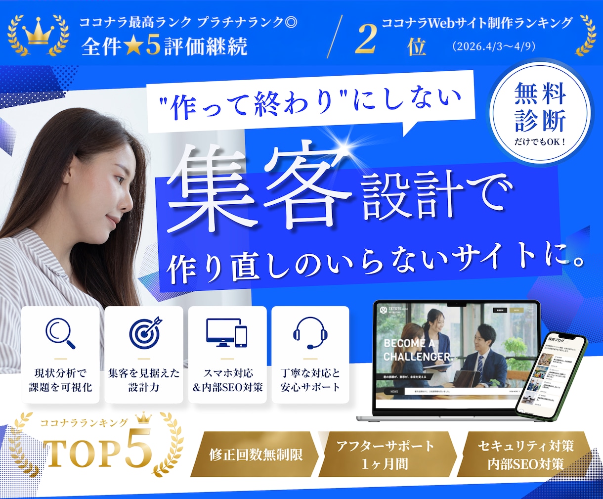 集客に強いWordPressホームページ制作します 【リニューアルもおまかせ】SEO・集客導線まで徹底設計します イメージ1