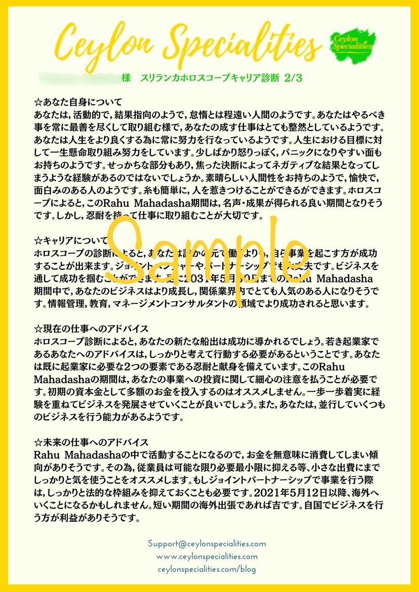 本場スリランカ占星術でキャリア診断致します 本番スリランカ占星術師のホロスコープ診断で、仕事の悩み解決 イメージ3