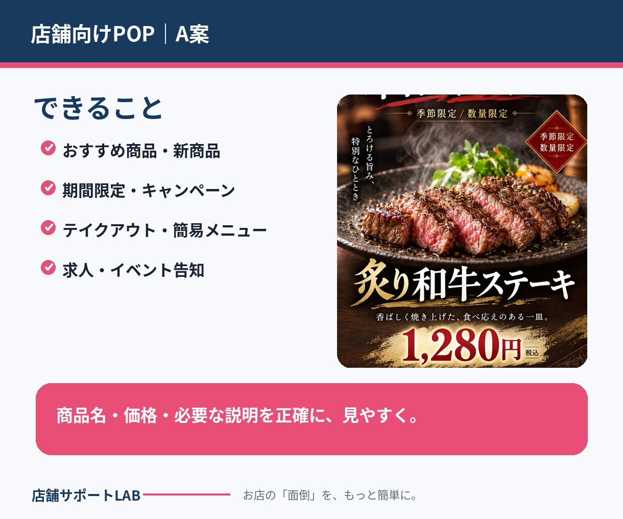 飲食店・店舗向けの見やすいPOPを作りますます 商品写真と価格を送るだけでも制作できます イメージ2