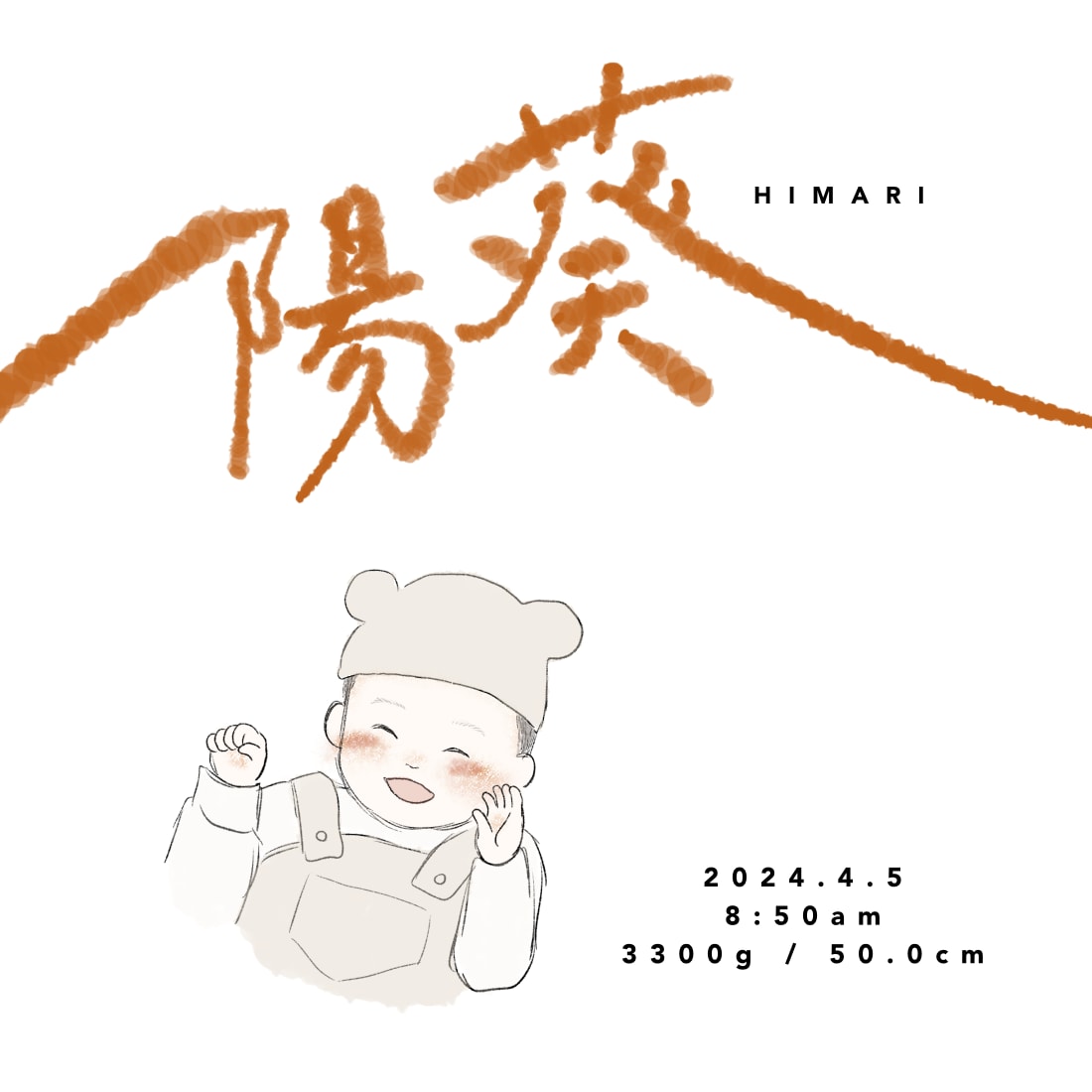 ゆる〜いおしゃれな〔 似顔絵命名書 〕お書きします 出産祝い・インテリア・ギフトにも！ イメージ7