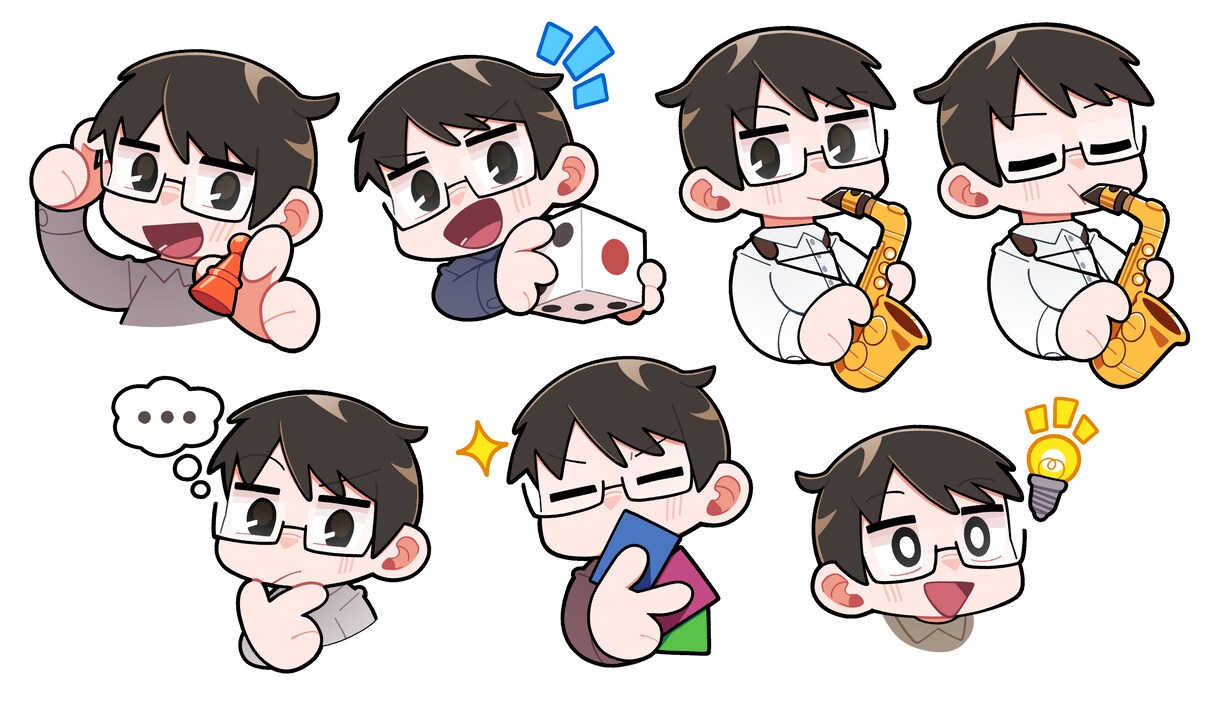 ポップなイラストスタンプ作成します 明るい絵柄でシンプルなスタンプに！8点作成 イメージ1