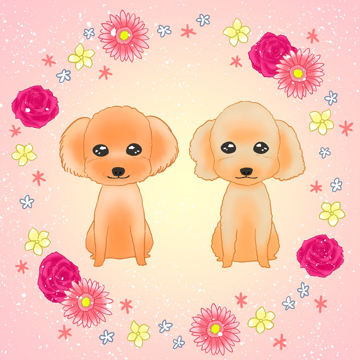 華やかで可愛い♡似顔絵風アイコンお安くお描きします リアルすぎず、シンプルすぎない！可愛い似顔絵風アイコンです♬ イメージ9