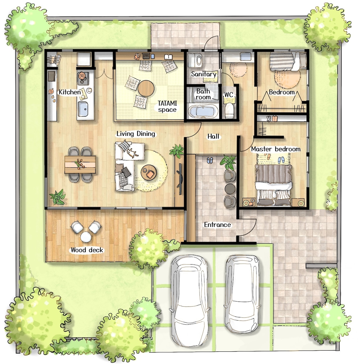 素材感のある素敵な間取り図を作ります 住宅･民泊･WEB広告用に、手描きでオリジナル図面を作ります イメージ5