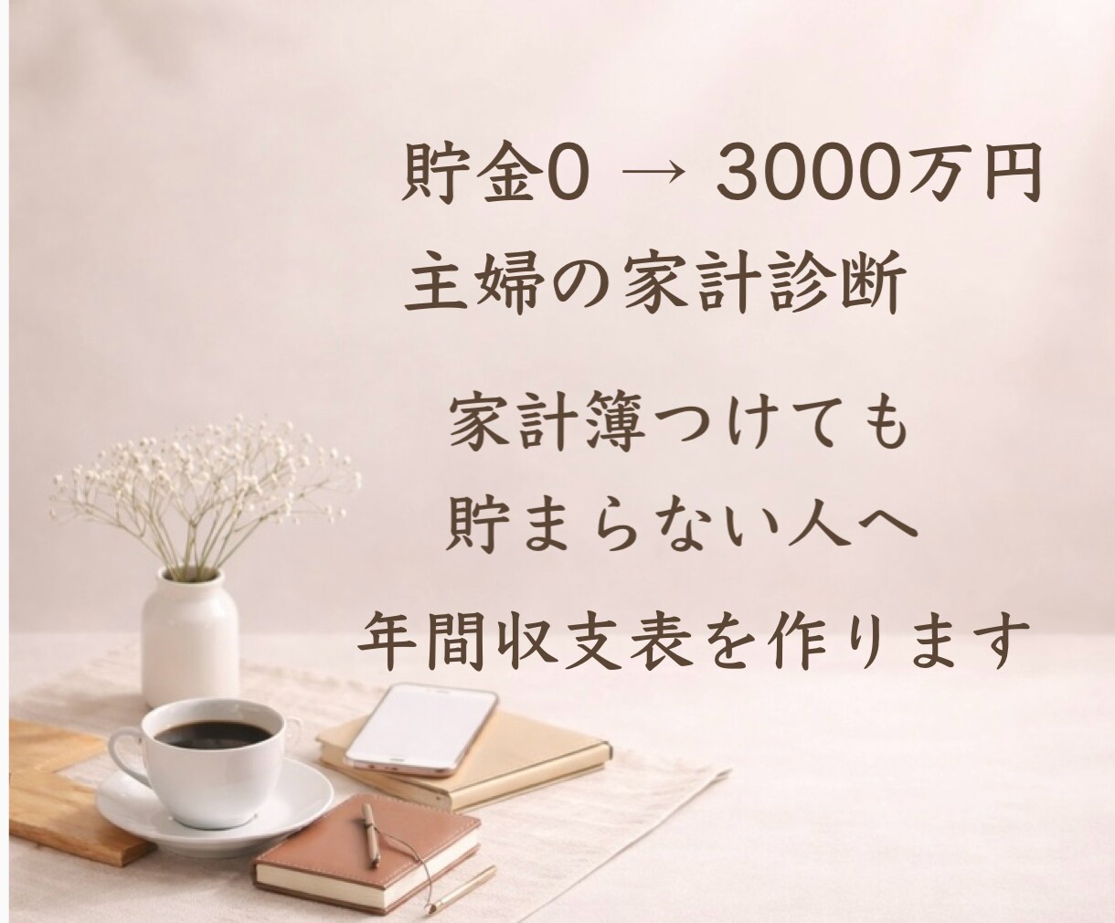 貯金0→3000万！主婦が家計診断します 家計簿つけても貯まらない家計を整えます イメージ1