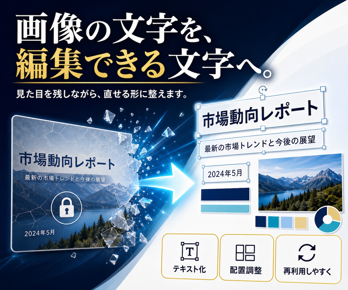 AI資料の画像を編集できるパワーポイントにします 文字修正・差し替えができる、仕事で使える資料へ イメージ3