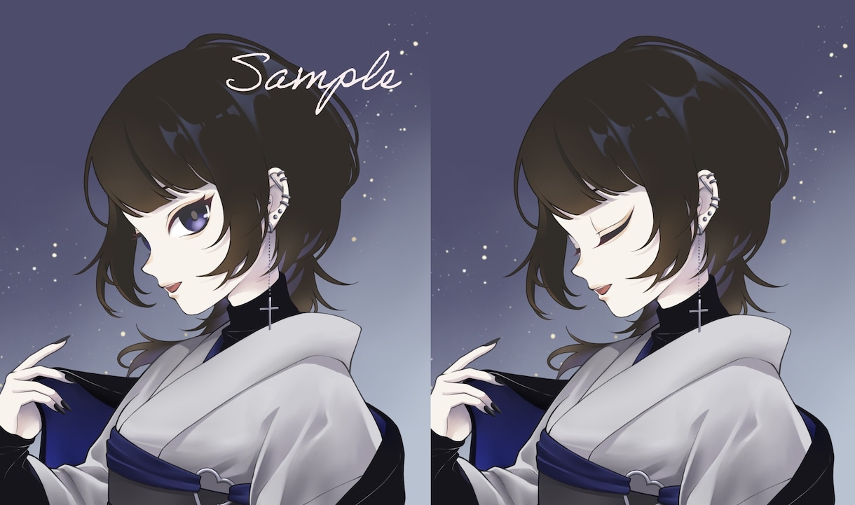 和風・和服専門｜儚げで凛とした人物イラスト描きます 〖商用無料〗SNS・YouTubeアイコンなど多用途OK イメージ7
