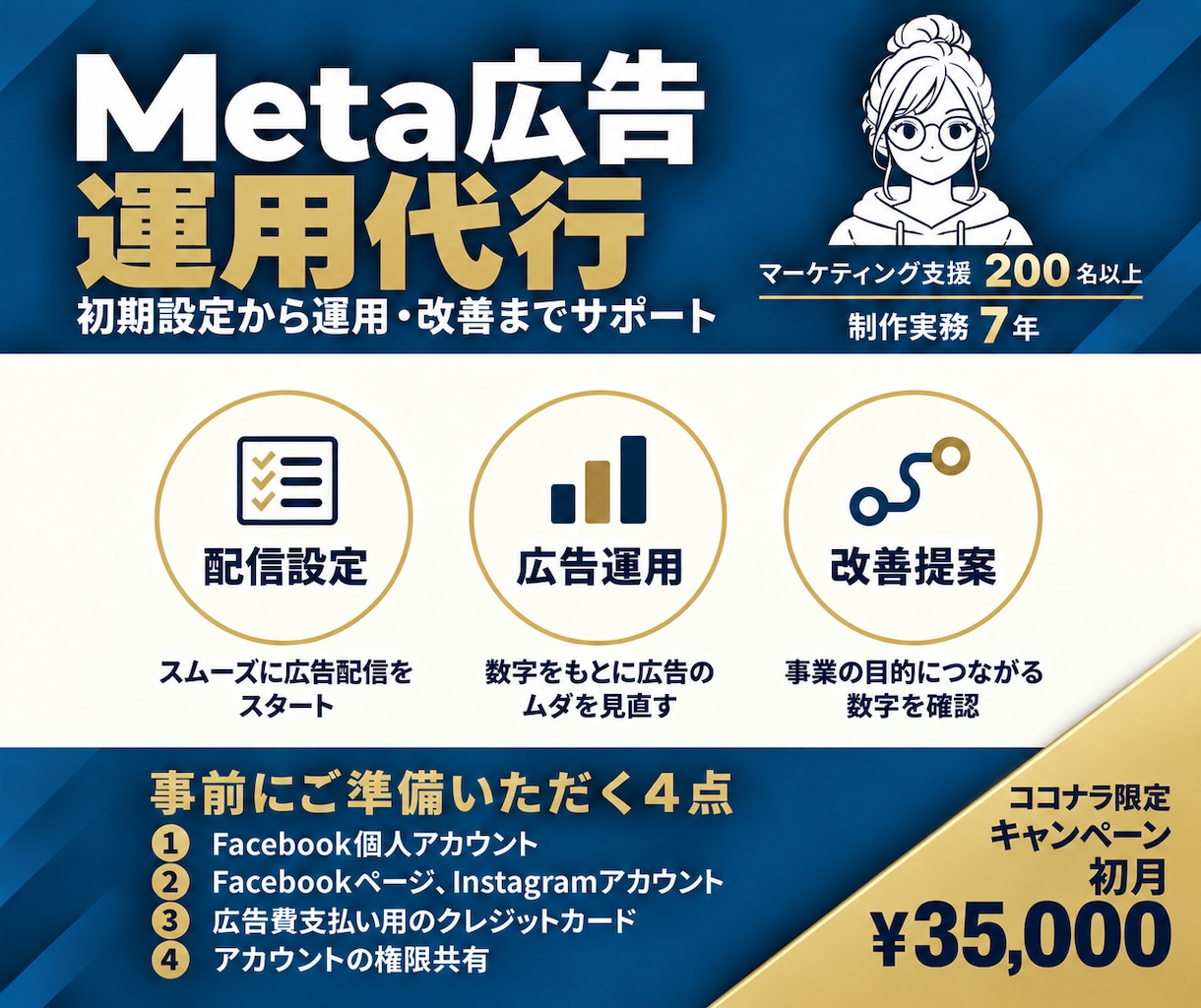 講座スクール向けMeta広告を運用代行します 広告配信・分析、申込み導線の改善までサポート イメージ1