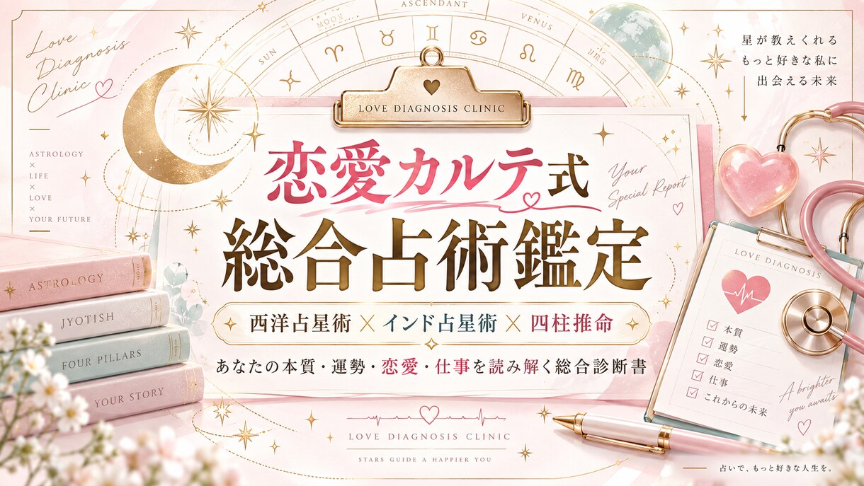 3つの占術であなた専用の“人生カルテ”を作ります 3つの占術を照合し、あなたの本質を一冊のカルテにまとめます イメージ1