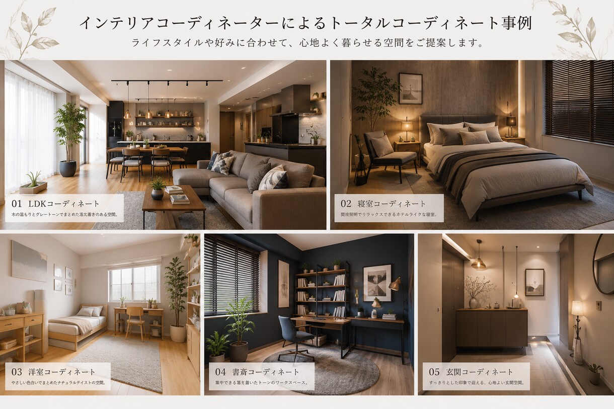 インテリアコーディネーターが理想の部屋を提案します LDK＋2R 3Dパース 25000円 家具選定・レイアウト イメージ2