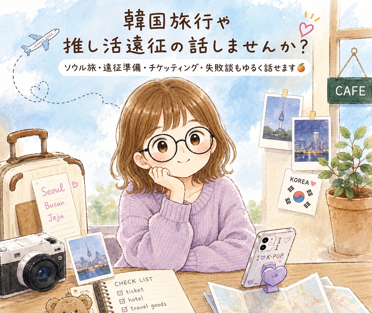 韓国旅行・推し活話や遠征の話をお聞きします 雑談・ソウル旅・釜山旅・遠征話なんでもお話しましょ〜♪ イメージ1