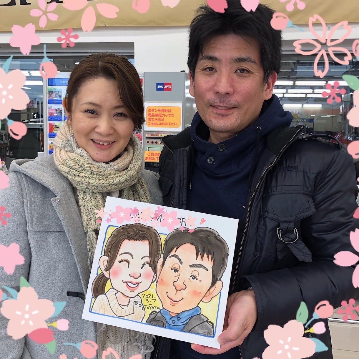 カップル似顔絵♪お2人の記念日のお手伝いをします ◆送料無料でプレゼントに最適♪ウェルカムボードにも◆ イメージ7