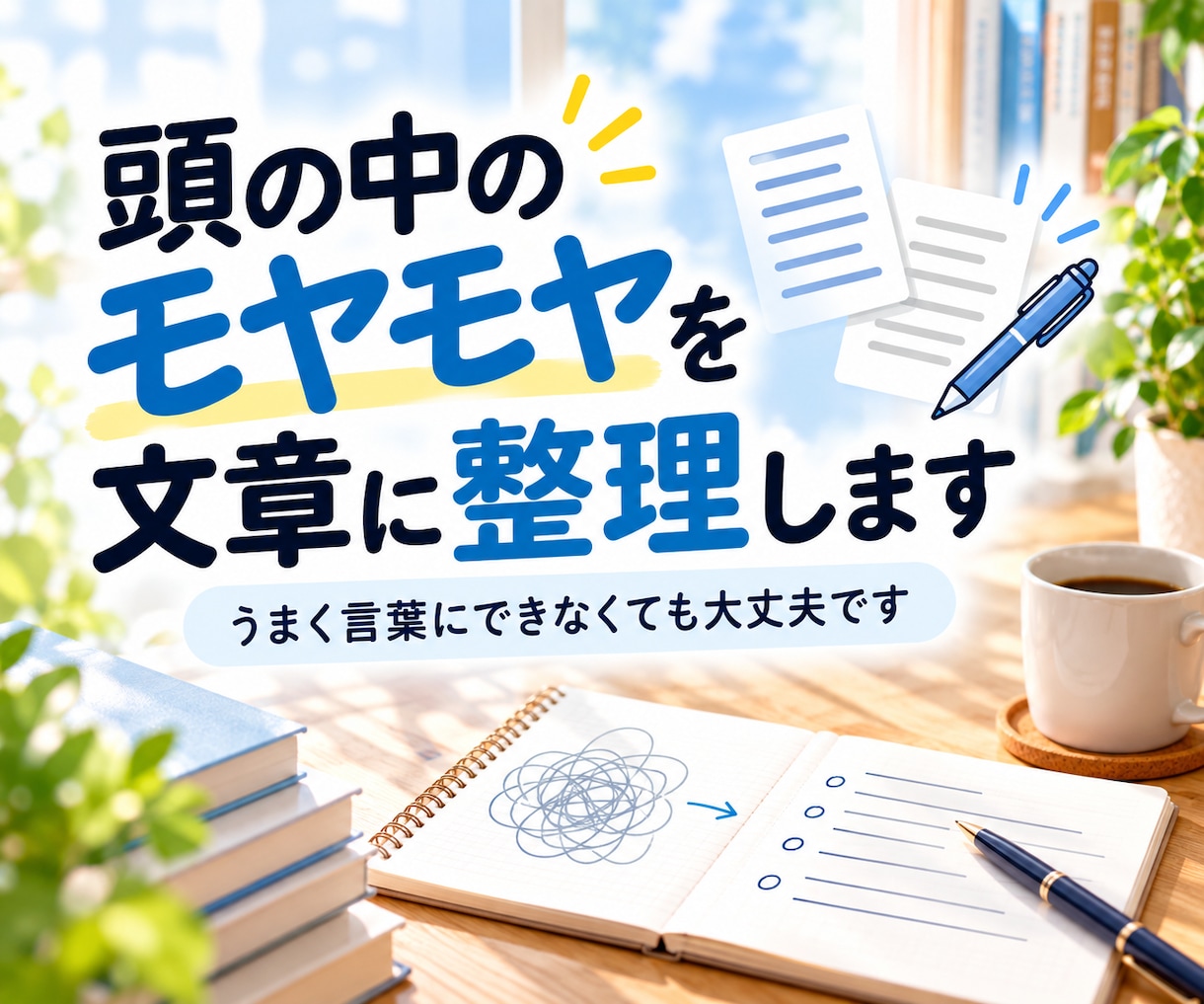 頭の中のモヤモヤを文章に整理します 伝えたいことを整理して、伝わる文章にします イメージ1