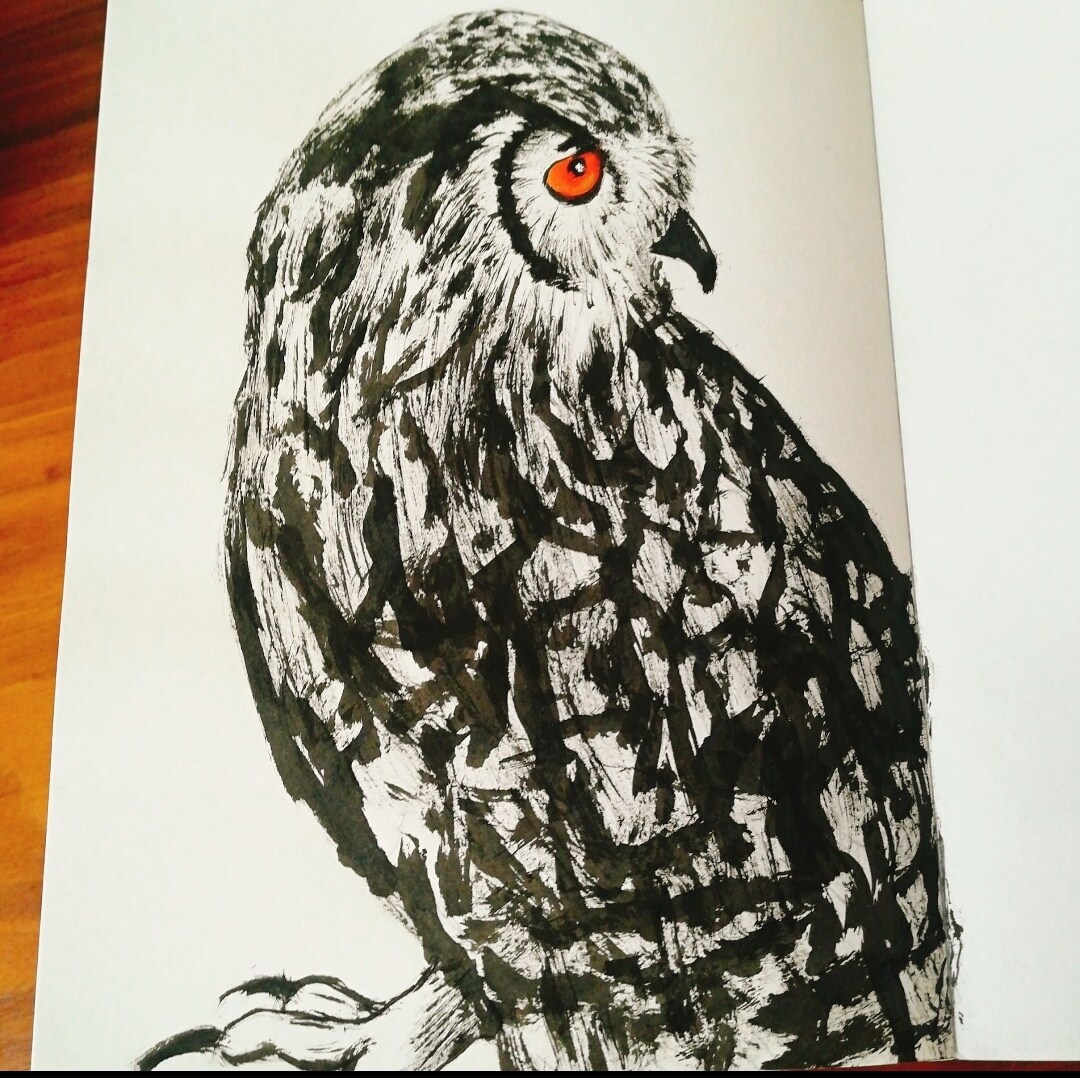 インテリアにいかがですか？フクロウの墨絵、描きます 猛禽類大好きで数年前から趣味で描いてます！ イメージ2