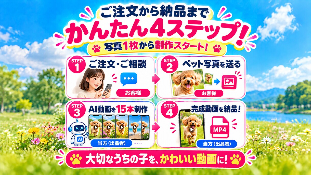 ペット写真1枚からAIリール動画15本作ります 写真1枚でOK！愛犬・愛猫がSNS動画の主役に イメージ8