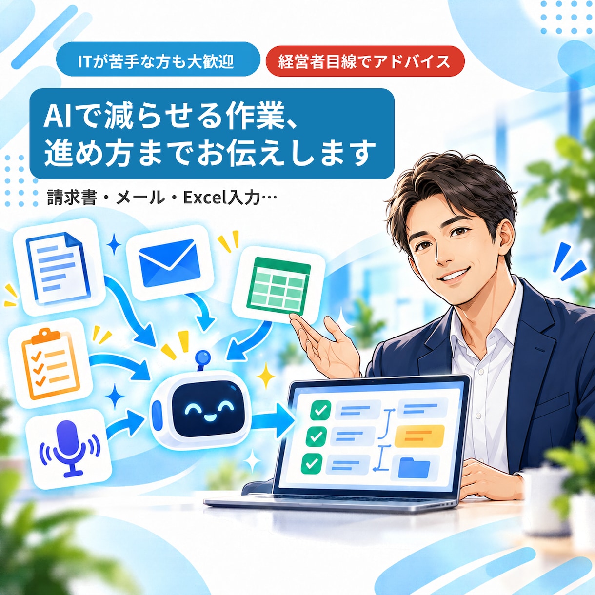 AIで社内の作業を減らす方法を一緒に考えます 経営者目線で、AIで楽にできる作業を一緒に整理します イメージ1