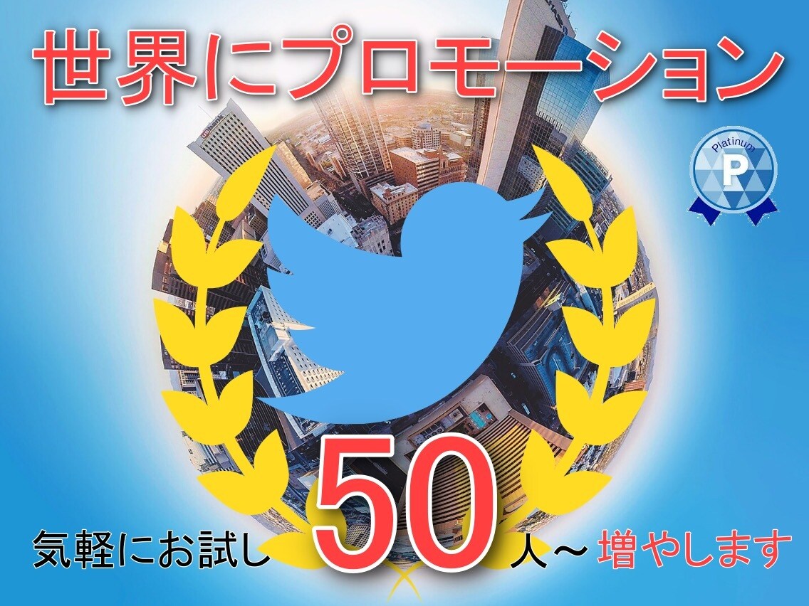 50人保証！ツイッターのフォロワー自然に増やします 世界中にプロモーション！Twitter拡散/宣伝/集客/広告 イメージ1