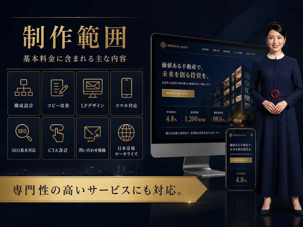 事業を理解して成果につながるLPを制作します 構成・コピー・デザインまで一括対応 イメージ2