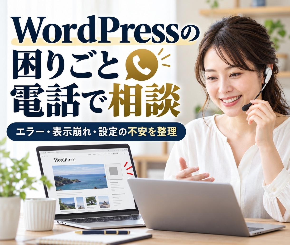 WordPressの困りごとを電話で相談します 表示崩れやエラー、設定の不安を短時間で整理 イメージ1