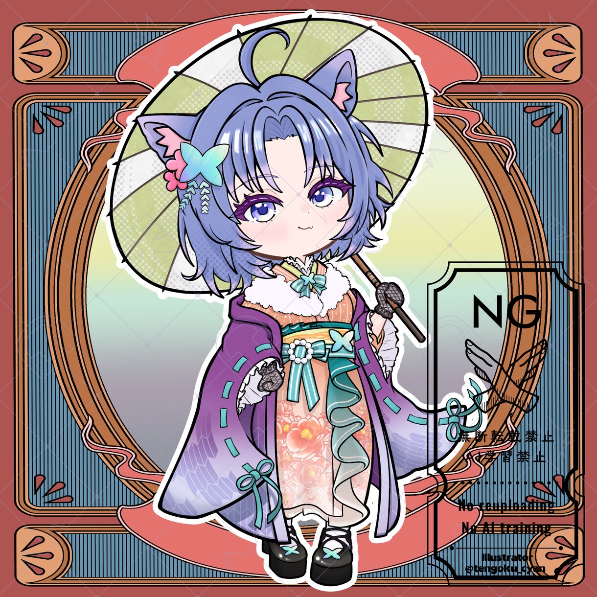 商用利用可！【大正ロマン着物】ミニキャラを描きます ライバー活動をお手伝い！配信/パネル開け/アイコン/グッズ イメージ5