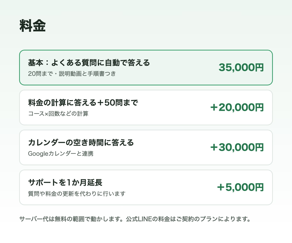 料金は？に公式LINEが24時間自動で答えます 講師・サロン向け。あなたの言葉づかいで答える自動返信 イメージ5