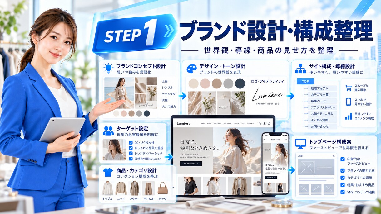 トレンド感あるShopify店舗を構築します アパレルブランド向けに売れる導線まで整えます イメージ1