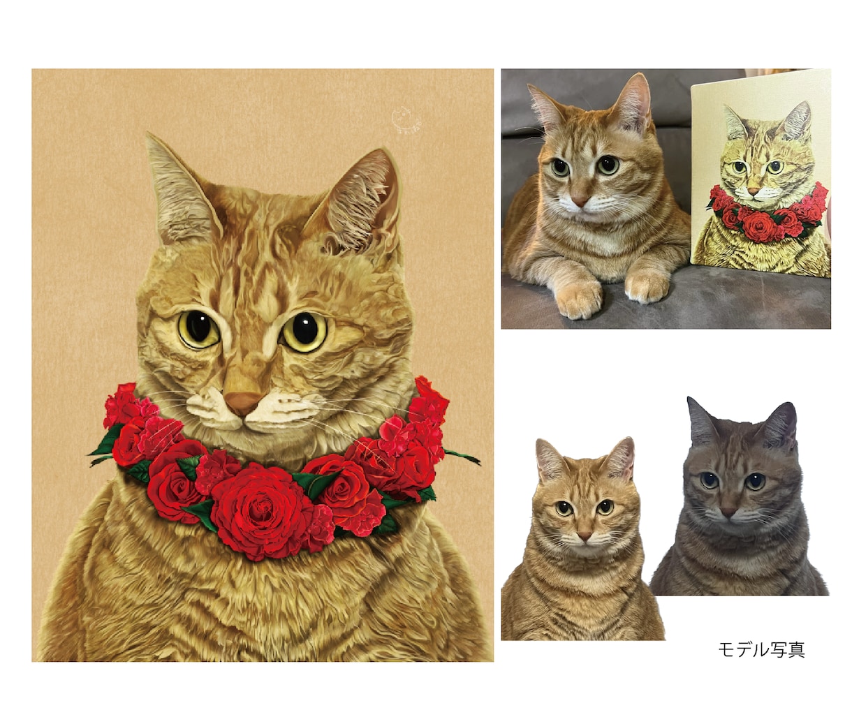 誕生花とペット似顔絵｜「うちの子」を優しく描きます 誕生花の花冠やリースで「うちの子」の特別な1枚をお描きします イメージ3
