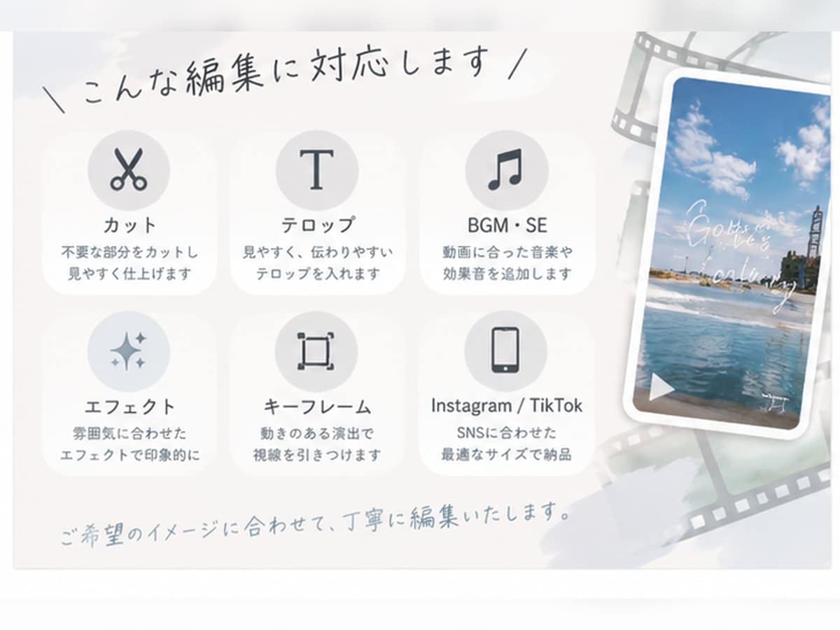 ショート動画編集します 素材とイメージをもとに、理想の動画に仕上げます イメージ3