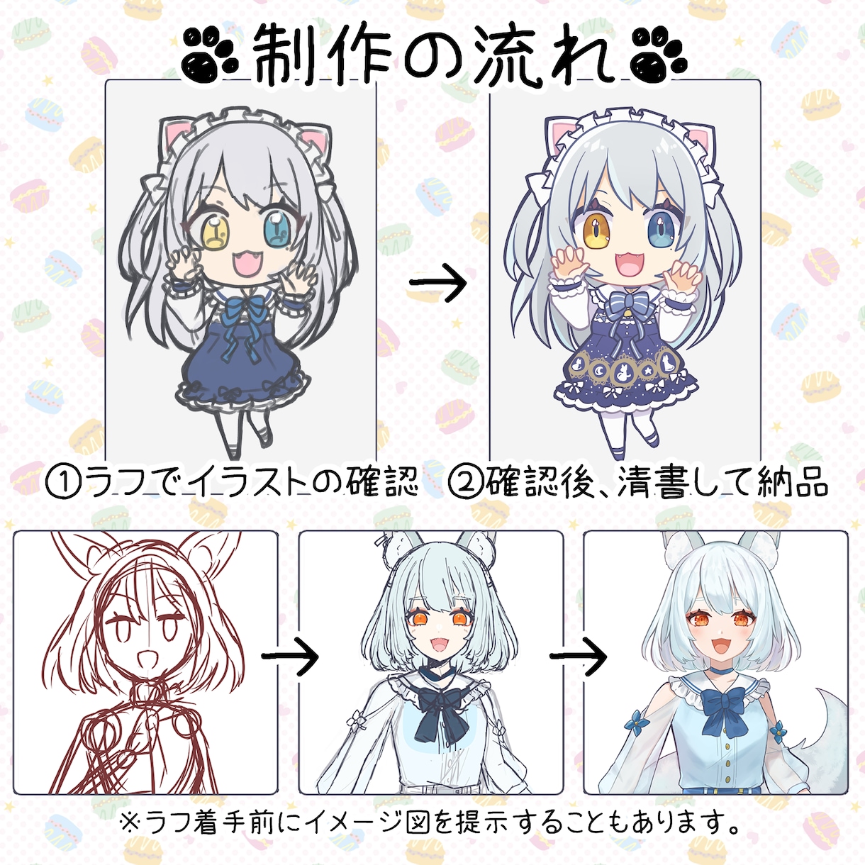 視線に釘付け！可愛いイラストを制作いたします 商用利用込み！目を引くイラストをお作りします！ イメージ2