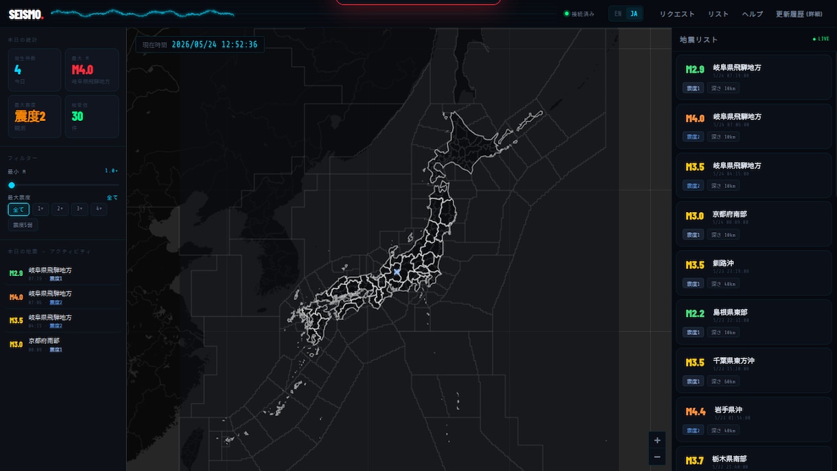Webサイトへの地震マップ設置を代行します あなたのサイトにリアルタイム地震モニターを実装します イメージ1