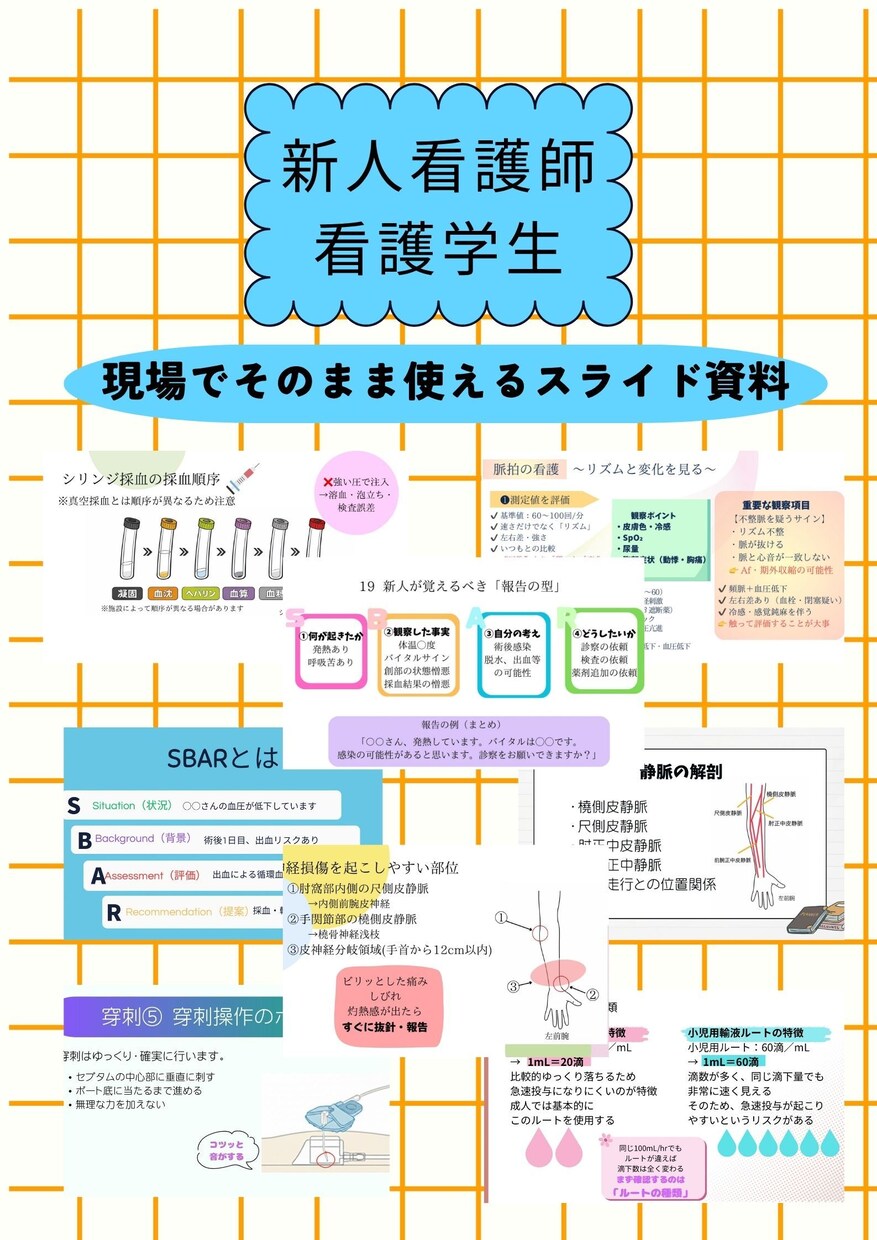 あんちょこみたいな看護スライド資料6項目あります あんちょこも付いてる新人看護師向けのスライド資料6項目 イメージ1